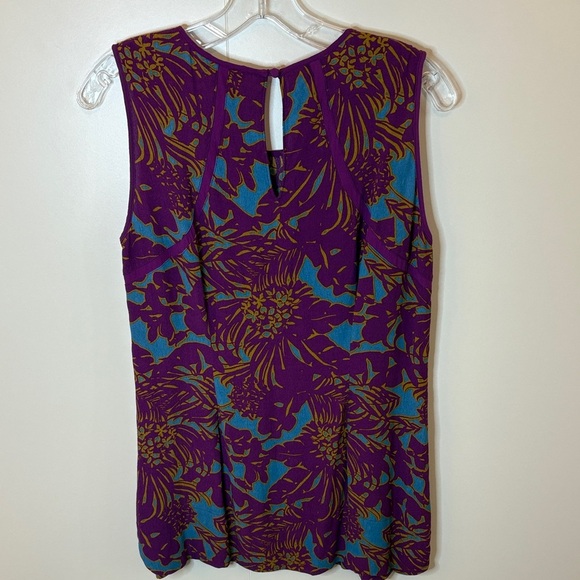 Cabi Floral Sleeveless Fit & Flare Top - Purple and Teal - Picture 6 of 6